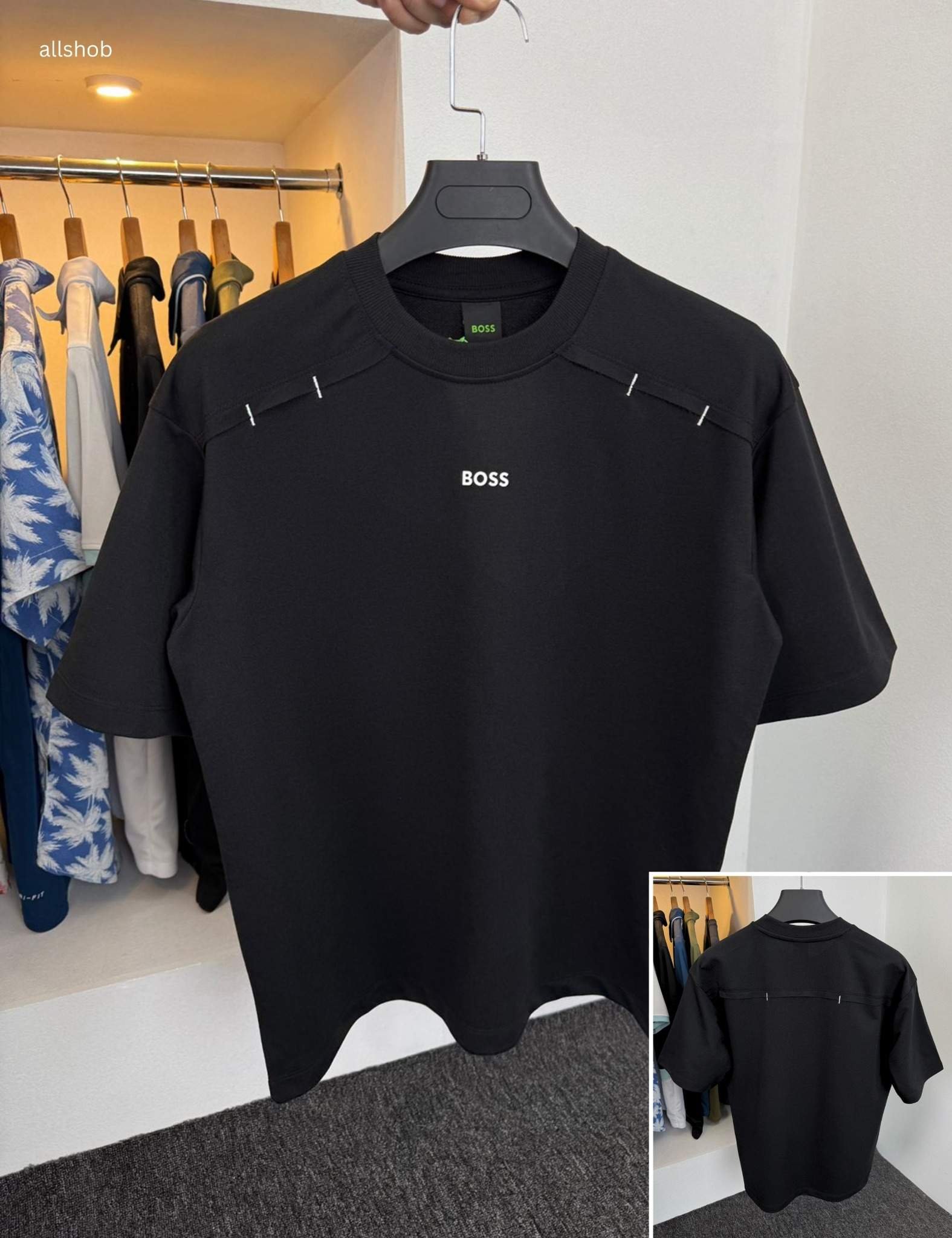 Black_200kb Oversize Exported Drop Shoulder T-shirt